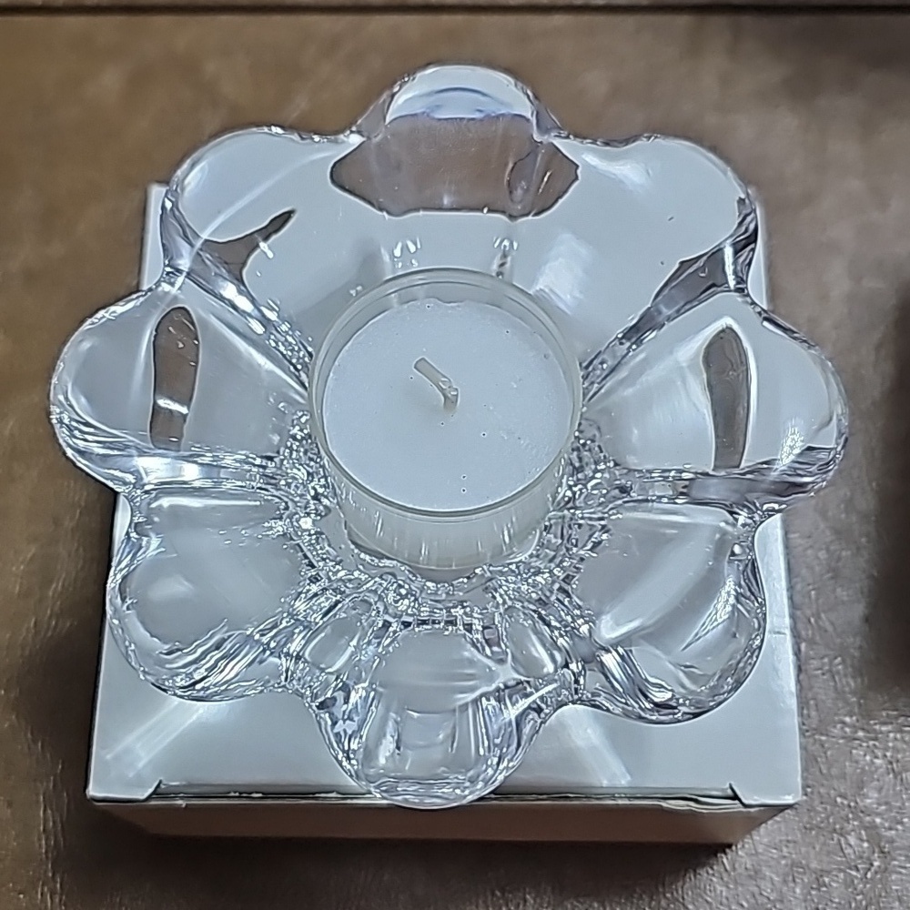 New Mikasa Zinnia Votive Tea Light Candle Holder Set of 2 Crystal Glass Elegant - Picture 3 of 6